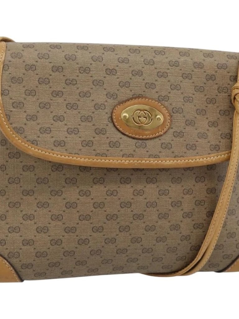 Gucci Micro Gg Supreme Shoulder Bag Pvc Beige Gold 007 105 5548 Auth 183620